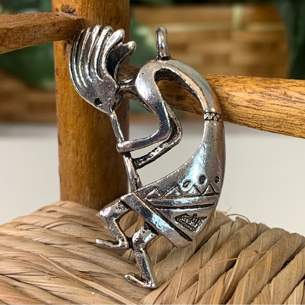 Vintage Native American 15g Sterling Silver Kokopelli Necklace Pendant Charm 2"